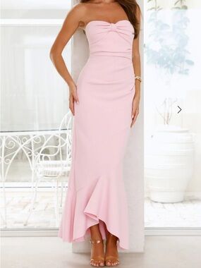 Hello Molly Luxe Reverie Pink Strapless (straps included) Maxi Dress
